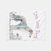 Borzoi Hund Mama Floral Fleecedecke (Vorderseite (Horizontal))