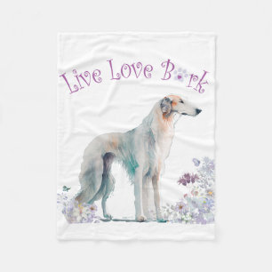 Borzoi Hund Mama Floral Fleecedecke
