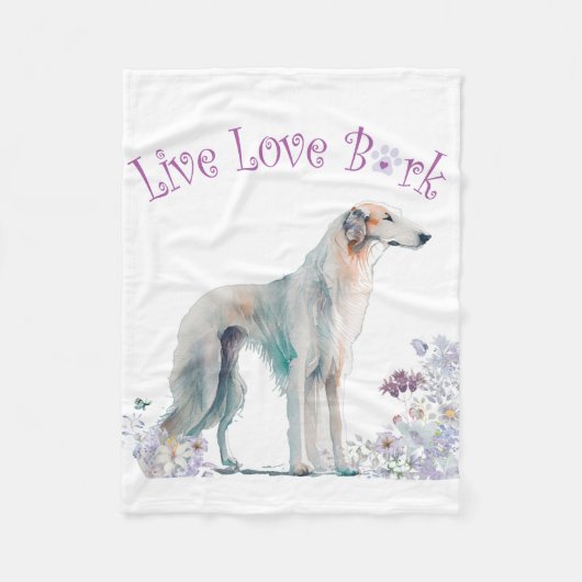 Borzoi Hund Mama Floral Fleecedecke (Vorderseite)