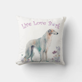 Borzoi Hund Mama Floral Kissen