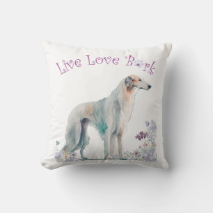 Borzoi Hund Mama Floral Kissen