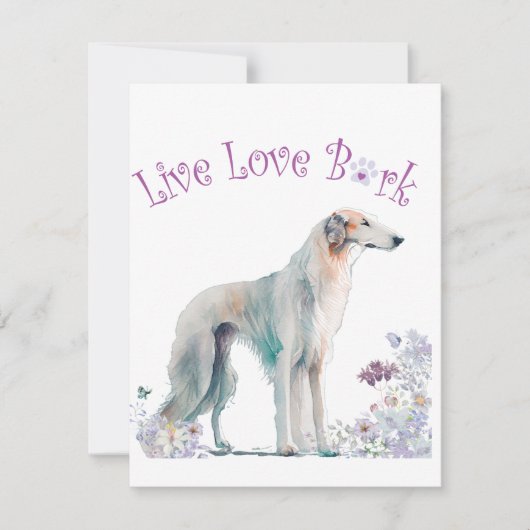Borzoi Hund Mama Floral Mitteilungskarte (Vorderseite)