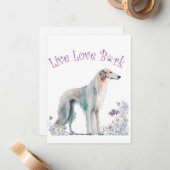 Borzoi Hund Mama Floral Mitteilungskarte (Vorderseite/Rückseite Beispiel)