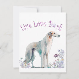 Borzoi Hund Mama Floral Mitteilungskarte