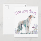 Borzoi Hund Mama Floral Postkarte (Vorne/Hinten)
