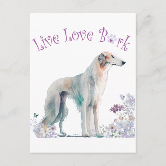 Borzoi Hund Mama Floral Postkarte (Vorderseite)