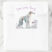 Borzoi Hund Mama Floral Quadratischer Aufkleber (Tasche)