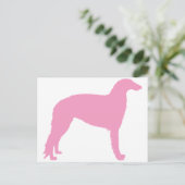 Borzoi-Hund (rosa) Postkarte (Stehend Vorderseite)