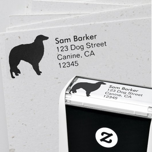 Borzoi Hunde Silhouette Rücksendeadresse Permastempel