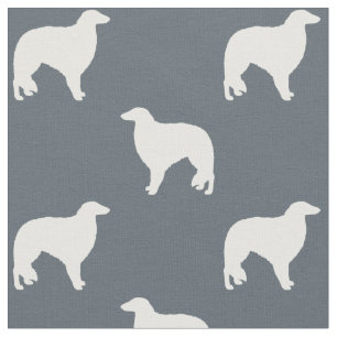 Borzoi Hunde Silhouetten Gemustert Stoff