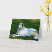 "Borzoi-" HundeFoto-Gruß-Karte Karte (Gelbe Blume)