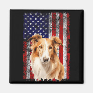 Borzoi-Hundefreund US-Flagge 4. Juli Patriotisch Magnet