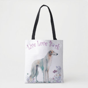 Borzoi-Hundemutter Blumenmuster Tasche