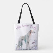 Borzoi-Hundemutter Blumenmuster Tasche (Rückseite)