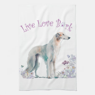 Borzoi-Hundemutter Floral Geschirrtuch