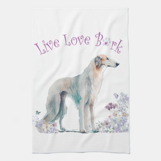 Borzoi-Hundemutter Floral Geschirrtuch (Vertikal)