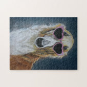 Borzoi in Heart Glasses Dog Art Puzzle (Horizontal)