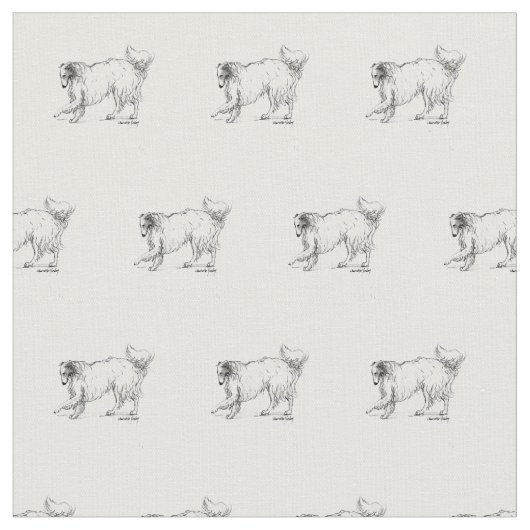 Borzoi Ink Sketch Hund Art Stoff (Nahaufnahme)