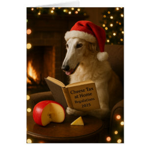 Borzoi 'Käse-Steuer' Weihnachtskarte