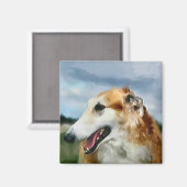 Borzoi Kunstgeschenke Magnet (Vorderseite/Rückseite)