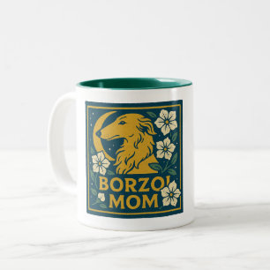 Borzoi-Mama Zweifarbige Tasse