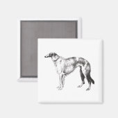 Borzoi Martynow Etching Magnet (Vorderseite/Rückseite)
