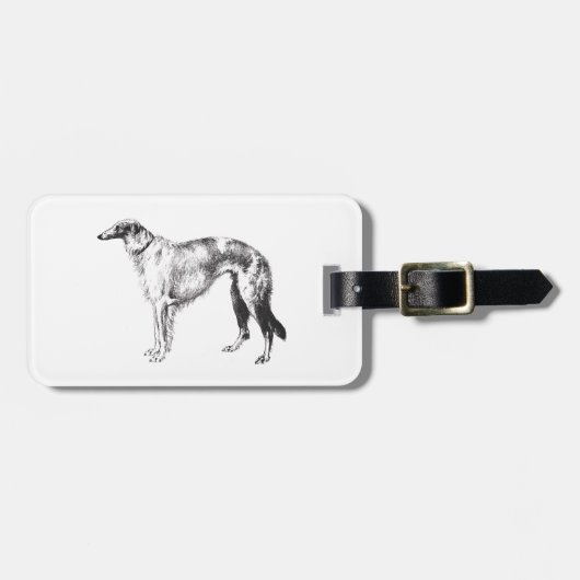 Borzoi Martynow Radierungs-Gepäckanhänger Gepäckanhänger (Vorderseite horizontal)