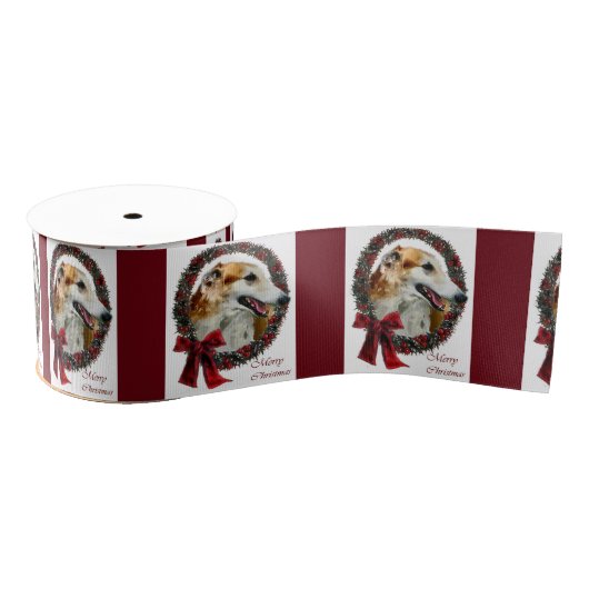 Borzoi Merry Christmas Ripsband (Spule)