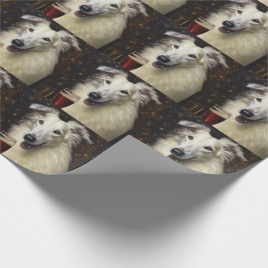 Borzoi-Neujahr Geschenkpapier (Ecke)
