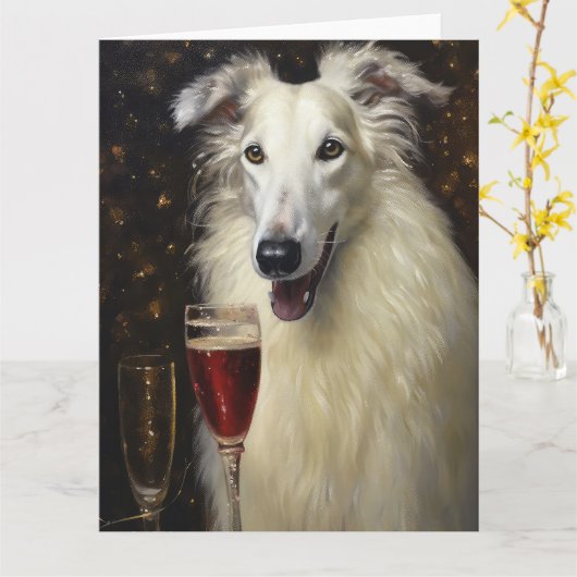 Borzoi-Neujahr Karte (Gelbe Blume)