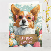 Borzoi Ostereier Karte (Gelbe Blume)