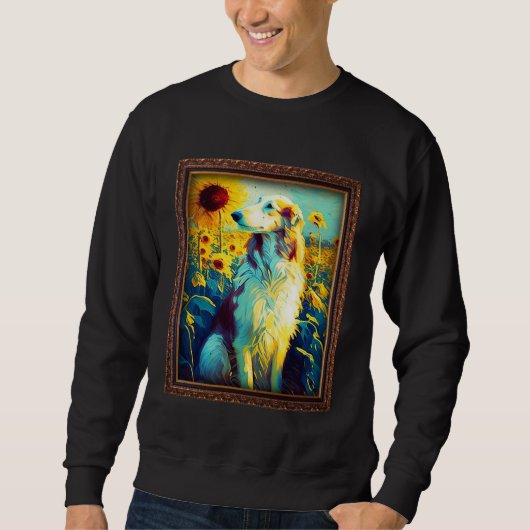 Borzoi Painting Sunflower Flower Mom Women Floral Sweatshirt (Vorderseite)