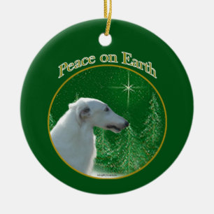 Borzoi Peace Keramik Ornament