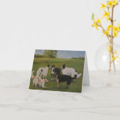 Borzoi Play Time Original Hunde Kunst Karte (Gelbe Blume)