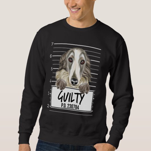 Borzoi-Polizeifoto Schuldiger Hund Sweatshirt (Vorderseite)