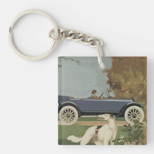 Borzoi-Reise-Acrylkettchen Schlüsselanhänger