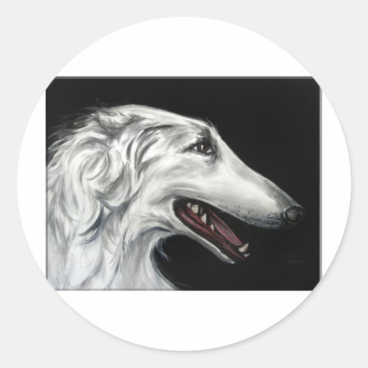 Borzoi Runder Aufkleber (Vorderseite)