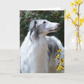 Borzoi Russian Wolfhound Dog Art Foto Card Karte (Gelbe Blume)