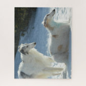 Borzoi - Russian Wolfhound dogs in the Snow Puzzle (Vertikal)