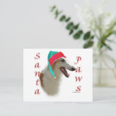 Borzoi Santa Paws Feiertagspostkarte (Stehend Vorderseite)