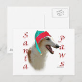 Borzoi Santa Paws Feiertagspostkarte (Vorne/Hinten)