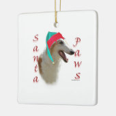 Borzoi Santa Paws Keramikornament (Links)