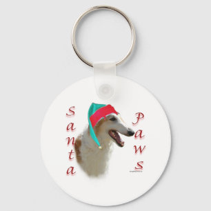 Borzoi Santa Paws Schlüsselanhänger