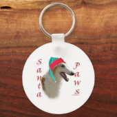 Borzoi Santa Paws Schlüsselanhänger (Vorderseite)