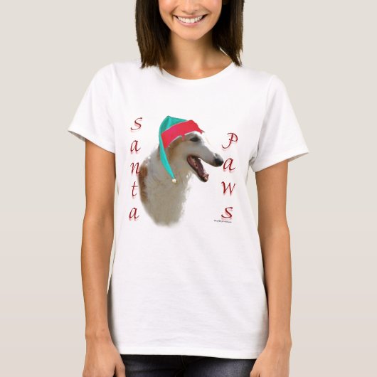 Borzoi Santa Paws T-Shirt (Vorderseite)