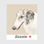Borzoi (Silber Brindle) Malerei Original Dog Art Aufkleber (Blatt)