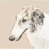Borzoi (Silber Brindle) Malerei Original Dog Art Aufkleber (Vorderseite)
