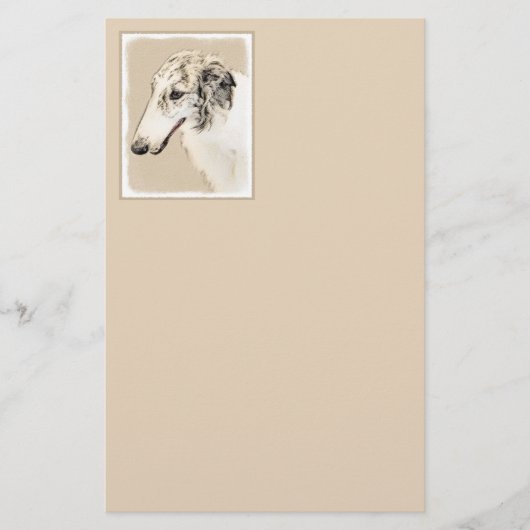Borzoi (Silber Brindle) Malerei Original Dog Art Briefpapier (Vorderseite)