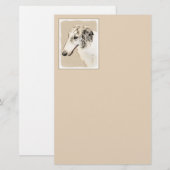 Borzoi (Silber Brindle) Malerei Original Dog Art Briefpapier (Vorne/Hinten)