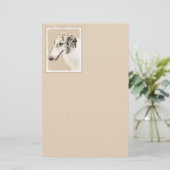 Borzoi (Silber Brindle) Malerei Original Dog Art Briefpapier (Stehend Vorderseite)
